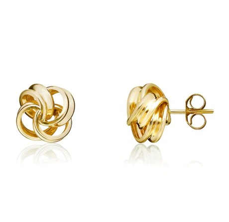 9ct Gold Ribbon Loop Knot Stud Earrings