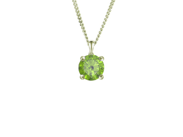 9ct Gold Round Peridot Claw Set Pendant Necklace
