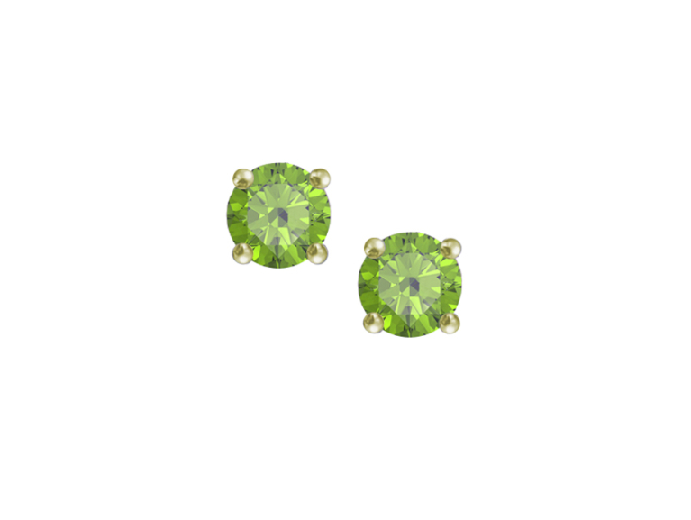9ct Gold Round Peridot Claw Set Stud Earrings