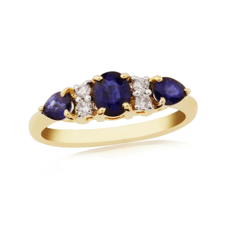 9ct Gold Sapphire & Diamond Set Seven Stone Dress Ring