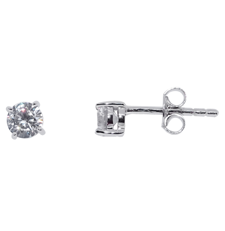 9ct White Gold 4 Claw Set 4mm Cubic Zirconia Stud Earrings