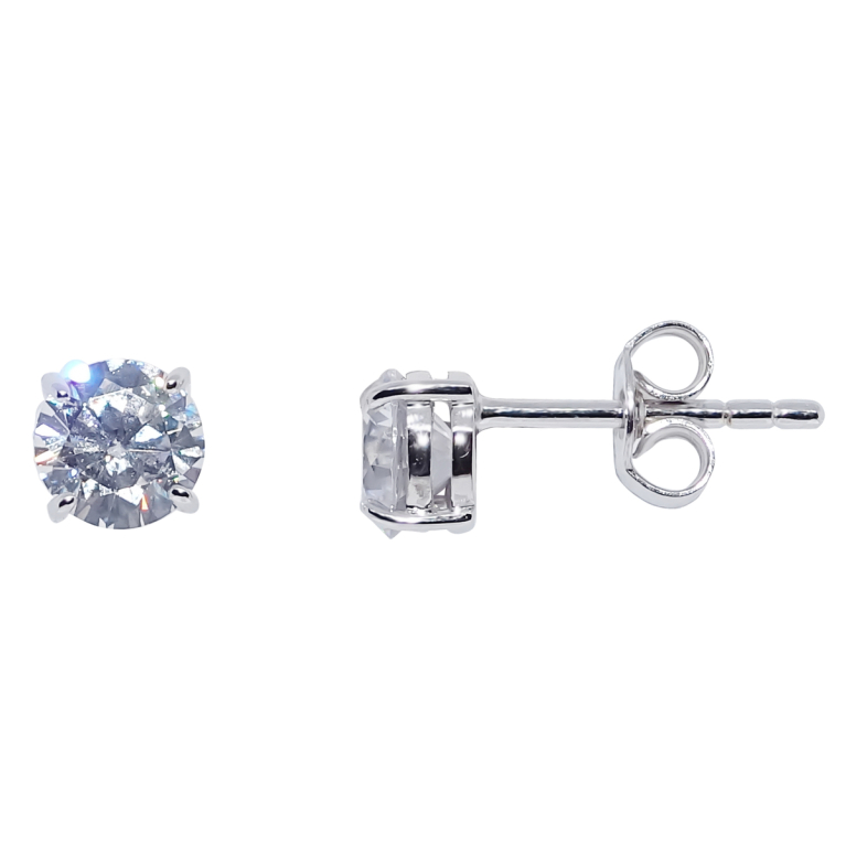 9ct White Gold 4 Claw Set 5mm Cubic Zirconia Stud Earrings