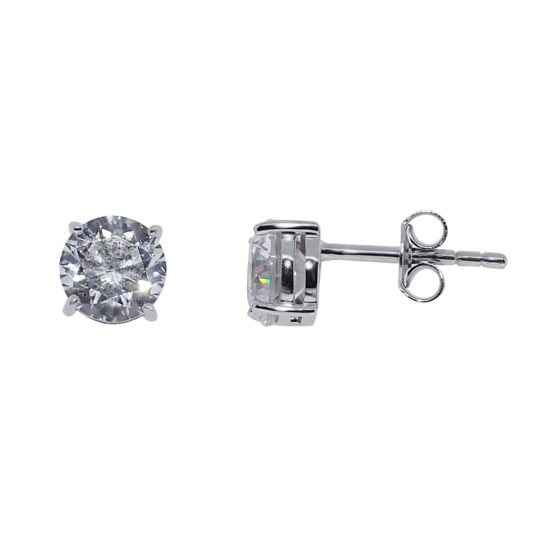 9ct White Gold 4 Claw Set 6mm Cubic Zirconia Stud Earrings