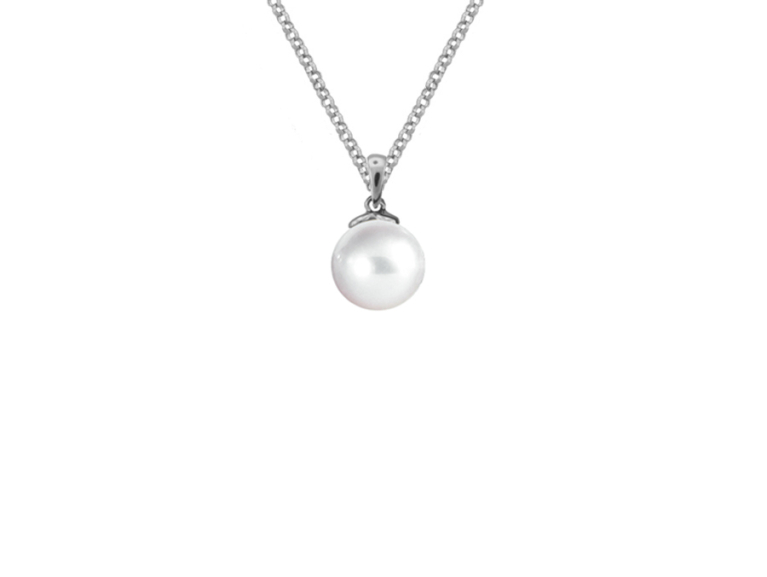 9ct White Gold 5mm Cultured Freshwater Pearl Pendant Necklace