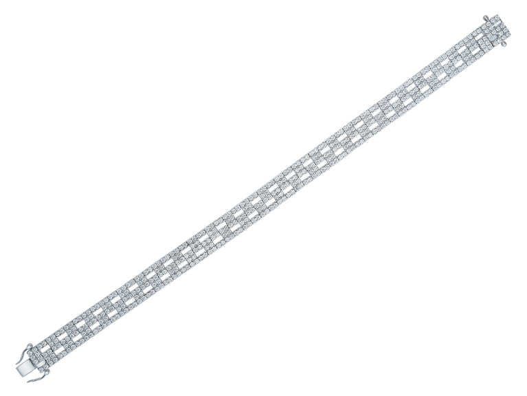 9ct White Gold Diamond Set 5.19ct Openwork Brick Pattern Bracelet