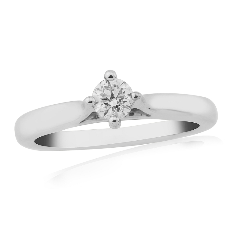 9ct White Gold Solitaire 4 Claw Set 0.25ct Single Stone Diamond Ring