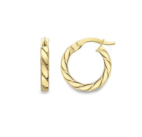 9ct Yellow Gold 10mm Twist Hoop Earrings