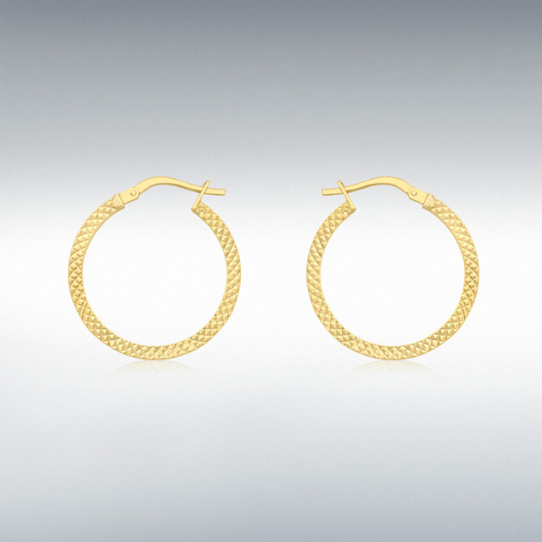 9ct Yellow Gold Cobra-Textured 20mm Hoop Earrings