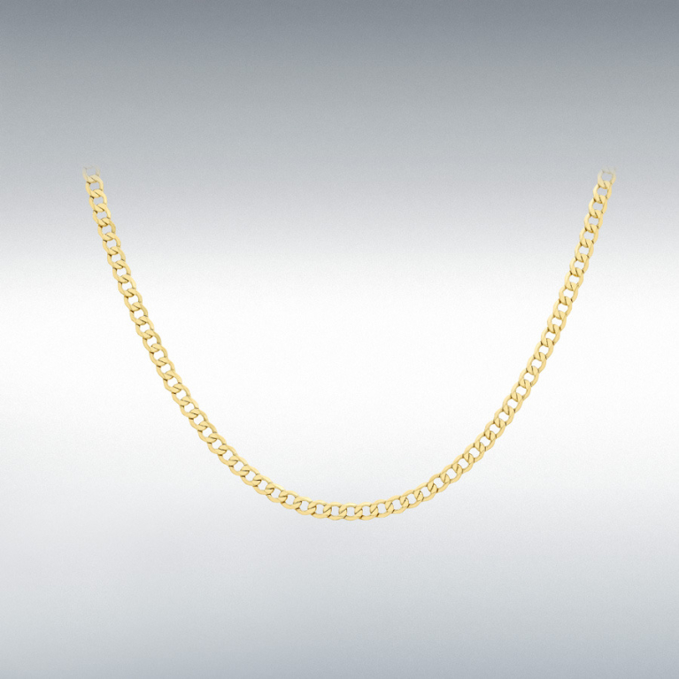 9ct Yellow Gold Diamond Cut Curb Chain Link 20" Necklace
