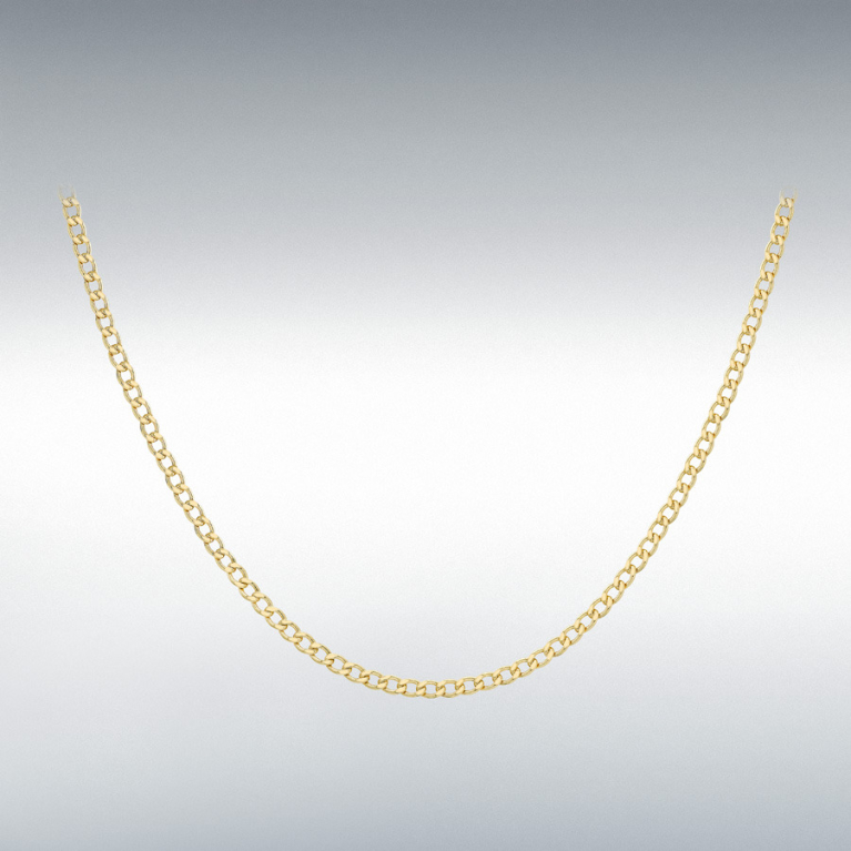 9ct Yellow Gold Flat Curb Chain Link 18" Necklace