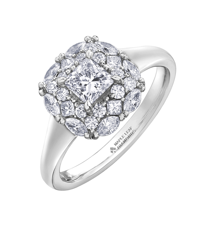 Platinum Multi-Cut Diamond Set 1.08ct Fancy Cluster Dress Ring