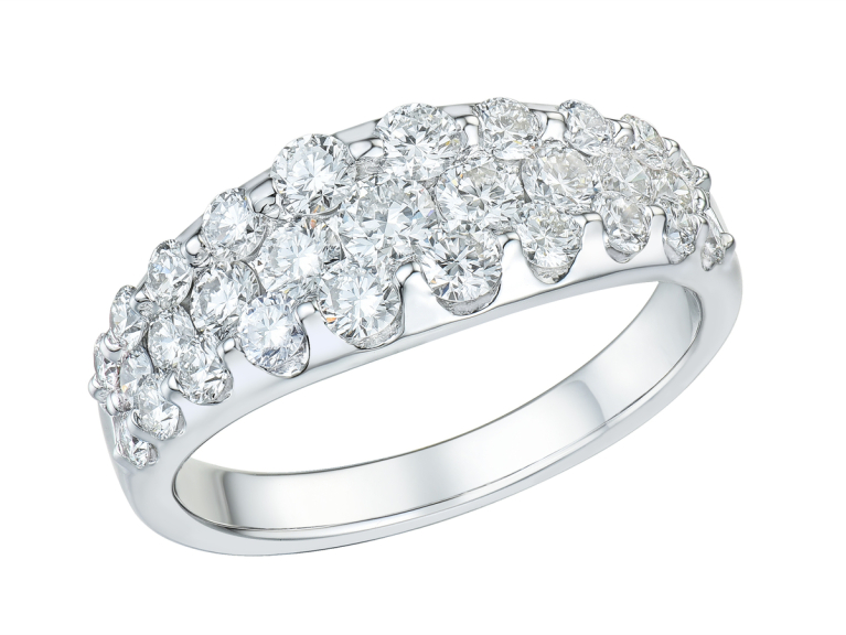 Platinum Three Row Graduated Diamond Set 1.54ct Dress Ring