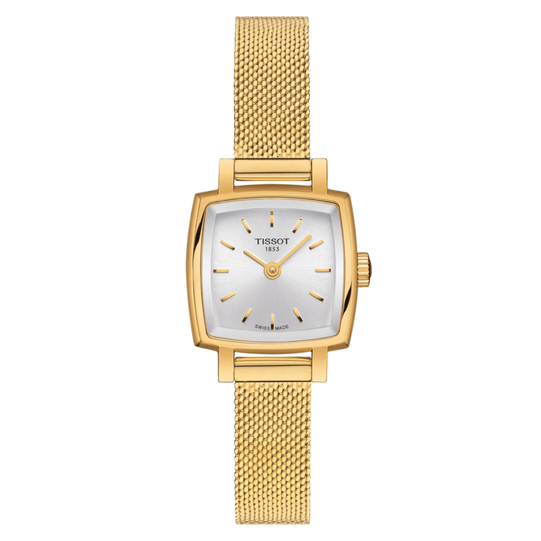 Tissot Lovely Square Silver Dial PVD Gold Plated Womens Quartz Watch T0581093303100