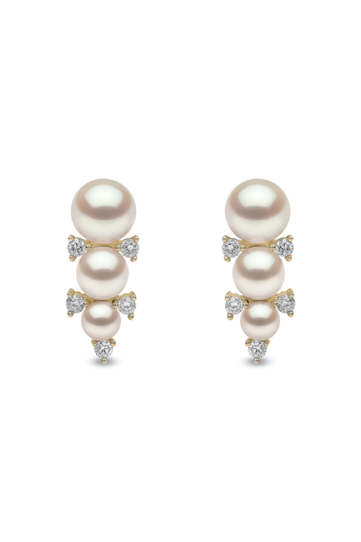YOKO London Sleek 18ct Gold, Pearl & Diamond Set Stud Earrings