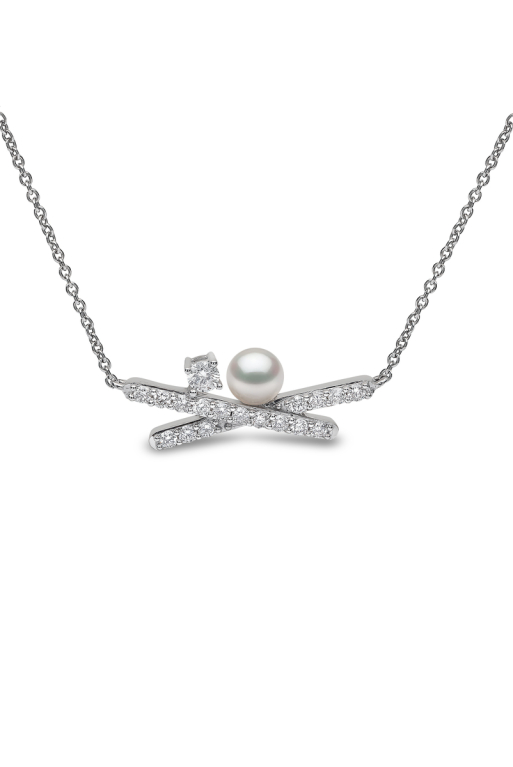 YOKO London Sleek 18ct White Gold, Pearl & Diamond Set Necklace