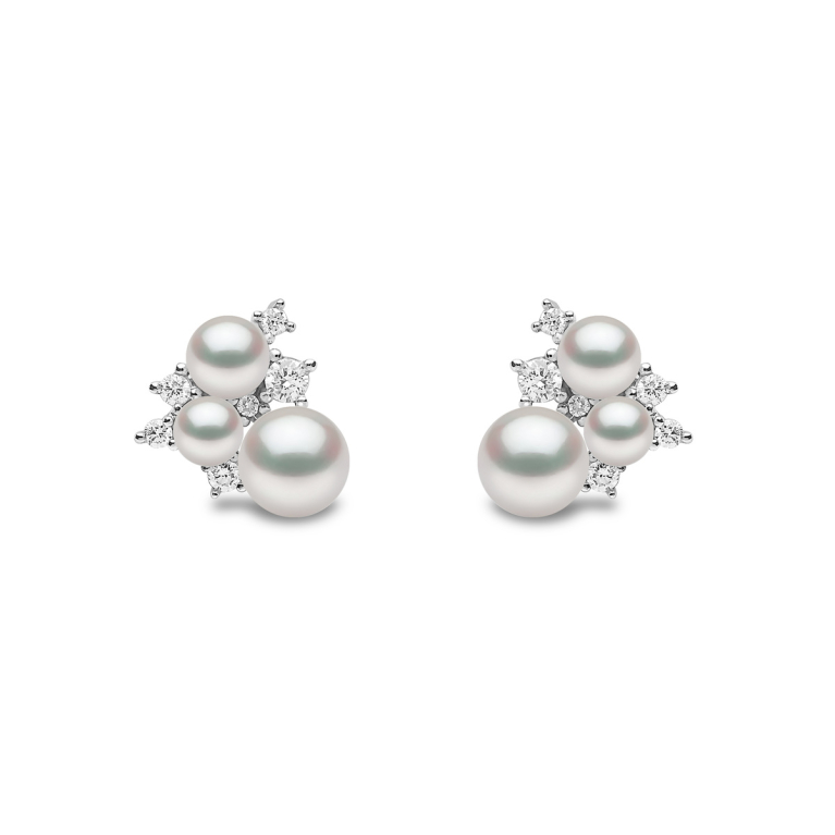 YOKO London Trend 18ct White Gold, Pearl & Diamond Set Stud Earrings