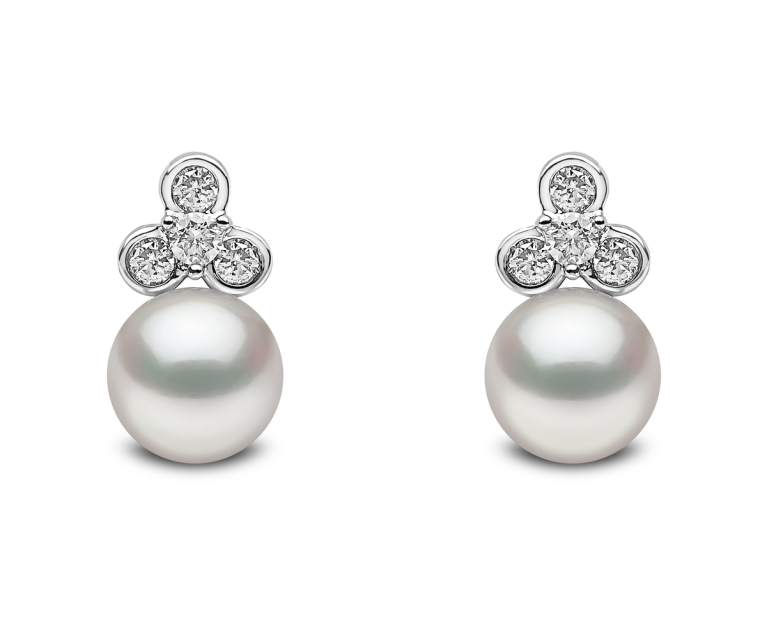 YOKO London Trend 18ct White Gold, Pearl & Diamond Set Stud Earrings