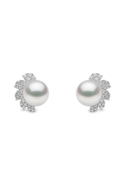 YOKO London Trend 18ct White Gold, Pearl & Diamond Set Stud Earrings