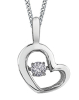 9ct Canadian White Gold Pulse Diamond Set Heart Pendant Necklace P3113W/05C-10 Thumbnail
