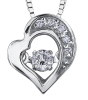 9ct Canadian White Gold Pulse Diamond Set Heart Pendant Necklace P3154W/07C-10 Thumbnail