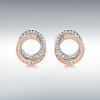 9ct White & Rose Gold Two Tone Cubic Zirconia Linked Rings Stud Earrings Thumbnail
