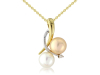 9ct Yellow & White Gold Diamond Multi Colour Pearl Pendant Necklace Thumbnail