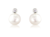9ct White Gold Pearl & Diamond Set "Snowman" Stud Earrings Thumbnail