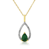 9ct Gold Emerald & Diamond Set Pendant Necklace Thumbnail