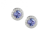 9ct White Gold Tanzanite & Diamond Set Cluster Stud Earrings Thumbnail