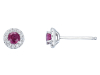 18ct White Gold Round Ruby & Diamond Set Cluster Stud Earrings Thumbnail