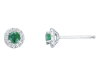 18ct White Gold Round Emerald & Diamond Set Cluster Stud Earrings Thumbnail