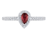 18ct White Gold Pear Shaped Ruby & Diamond Set Cluster Ring Thumbnail