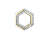 18ct Yellow, White & Pink Gold Diamond Set Openwork Hexagon Pendant Necklace Thumbnail