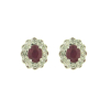 18ct White Gold Oval Ruby & Diamond Set Cluster Stud Earrings Thumbnail