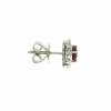 18ct White Gold Oval Ruby & Diamond Set Cluster Stud Earrings Thumbnail