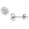 9ct White Gold Rubover Set 5mm Cubic Zirconia Stud Earrings Thumbnail
