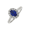 Platinum Oval Sapphire & Diamond Set Cluster Ring Thumbnail