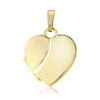9ct Gold Heart Shaped Satin & Polished Finish Locket Pendant Necklace Thumbnail