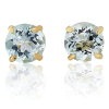 9ct Gold Round Blue Topaz Claw Set Stud Earrings Thumbnail