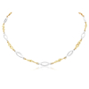 9ct Yellow & White Gold Oval and Twist Link Collar Necklace Thumbnail