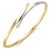 9ct Yellow & White Gold Oval Hinged Crossover Design Bangle Thumbnail