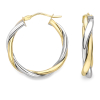 9ct Yellow & White Gold Twist 20mm Hoop Earrings Thumbnail