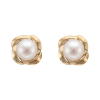 9ct Gold Pearl & Woven Surround Stud Earrings Thumbnail
