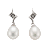 9ct White Gold Pearl & Diamond Set Drop Earrings Thumbnail