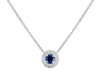 18ct White Gold Round Sapphire & Diamond Set Double Row Halo Cluster Pendant Necklace Thumbnail