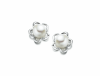 9ct White Gold Pearl Flower Design Stud Earrings Thumbnail