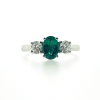 Platinum Emerald & Diamond Set Three Stone Trilogy Ring Thumbnail