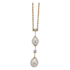 18ct Gold Pearl & Diamond Set Bar Pendant Necklace Thumbnail