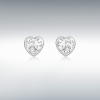 9ct White Gold Rubover Set Cubic Zirconia Heart Stud Earrings Thumbnail