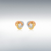 9ct 3 Colour Gold Cubic Zirconia Knot Stud Earrings Thumbnail
